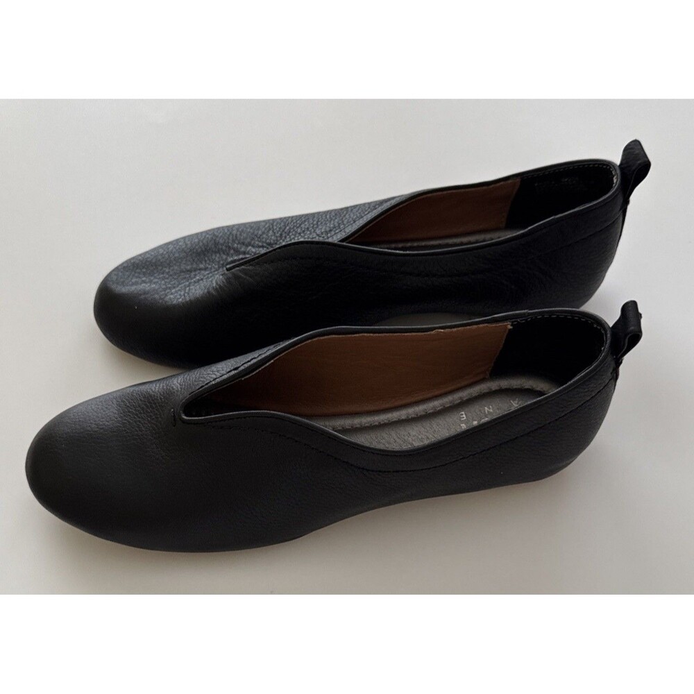 Lucca Lane Flats Bayla Leather Ballet V-Notch Vamp Black Womens 8.5 M MSRP $79